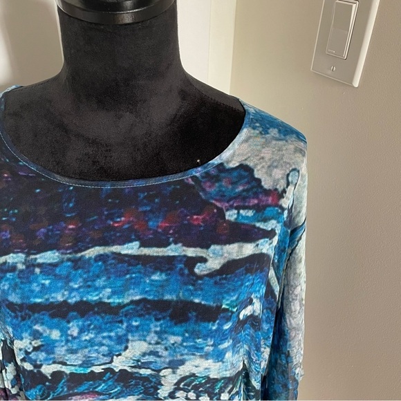 Soft Surroundings Oversized Blue Painting Pattern Silk Top EUC 29212 Size L/XL - Picture 5 of 9